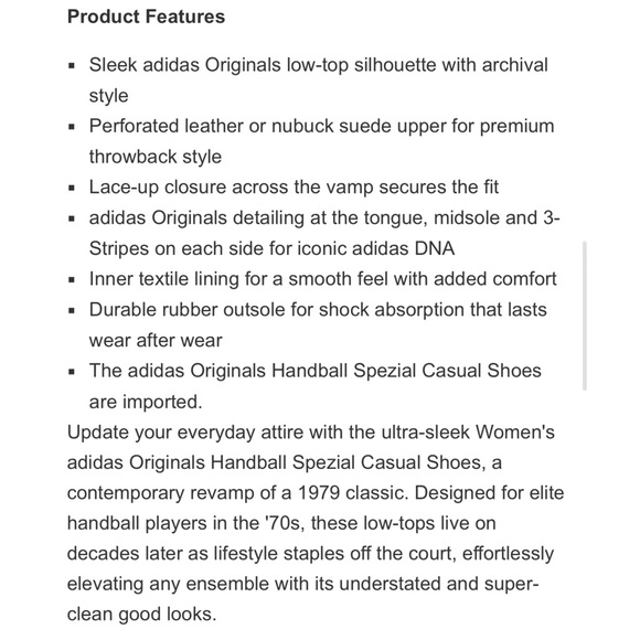 WOMEN'S ADIDAS ORIGINALS HANDBALL SPEZIAL SNEAKERS Off White/Collegiate Burgundy - Picture 8 of 8